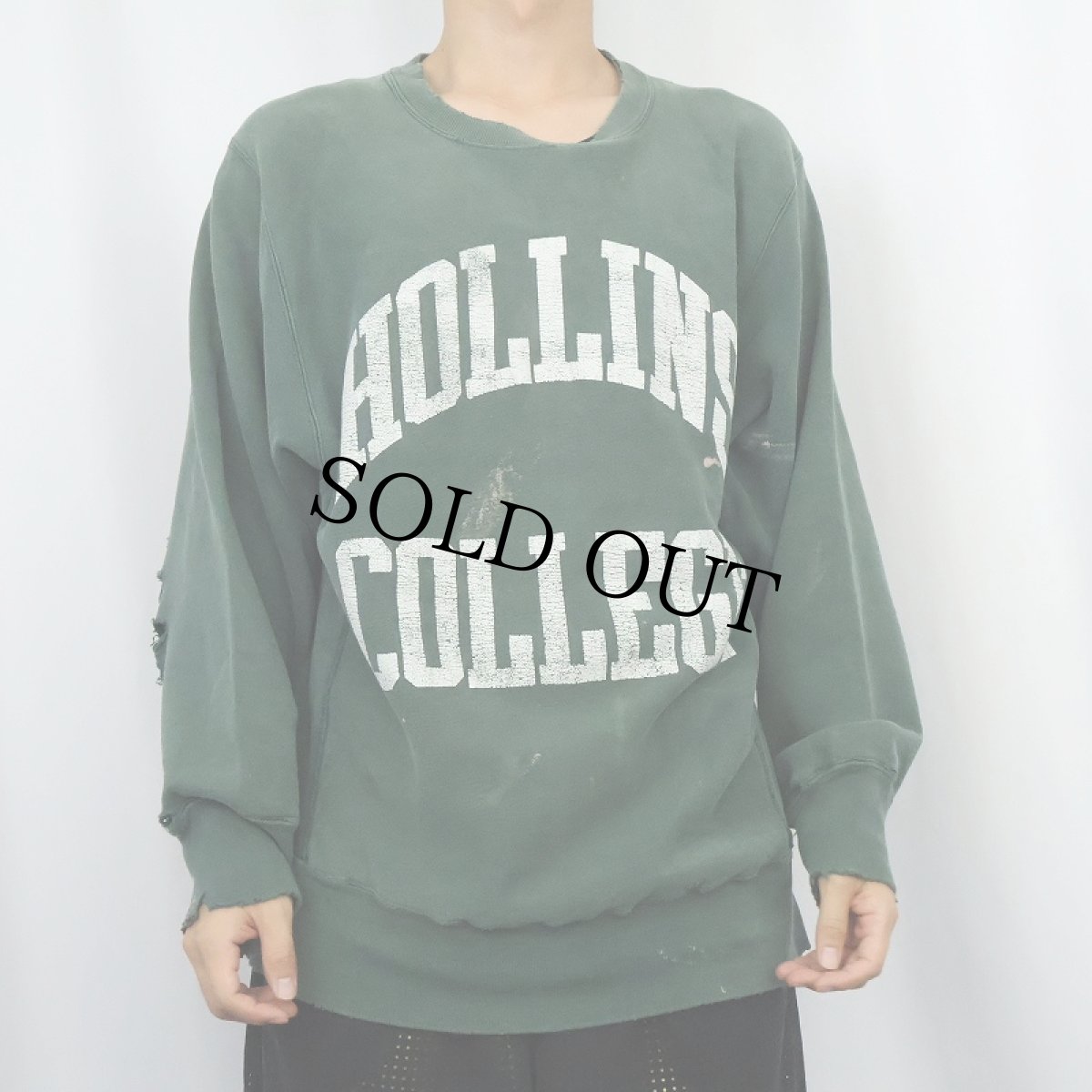 画像2: 80's Champion REVERSE WEAVE USA製 トリコタグ "HOLLINS COLLEGE" プリントスウェット L (2)
