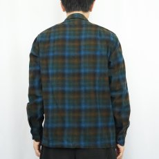 画像3: 60's PENDLETON オンブレーチェック柄 ウールオープンカラーシャツ M (3)