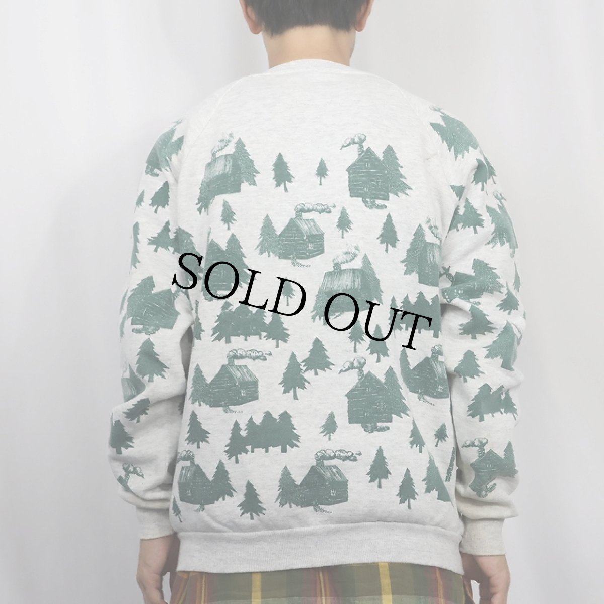 画像3: 【SALE】 90's JERZEES USA製 "MICHIGAN RAG" ログハウス柄 プリントスウェット XL (3)