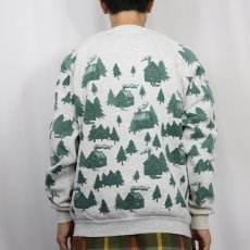 画像3: 90's JERZEES USA製 "MICHIGAN RAG" ログハウス柄 プリントスウェット XL (3)