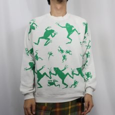 画像2: 80〜90's JERZEES USA製 "MICHIGAN RAG" カエル柄 プリントスウェット L (2)