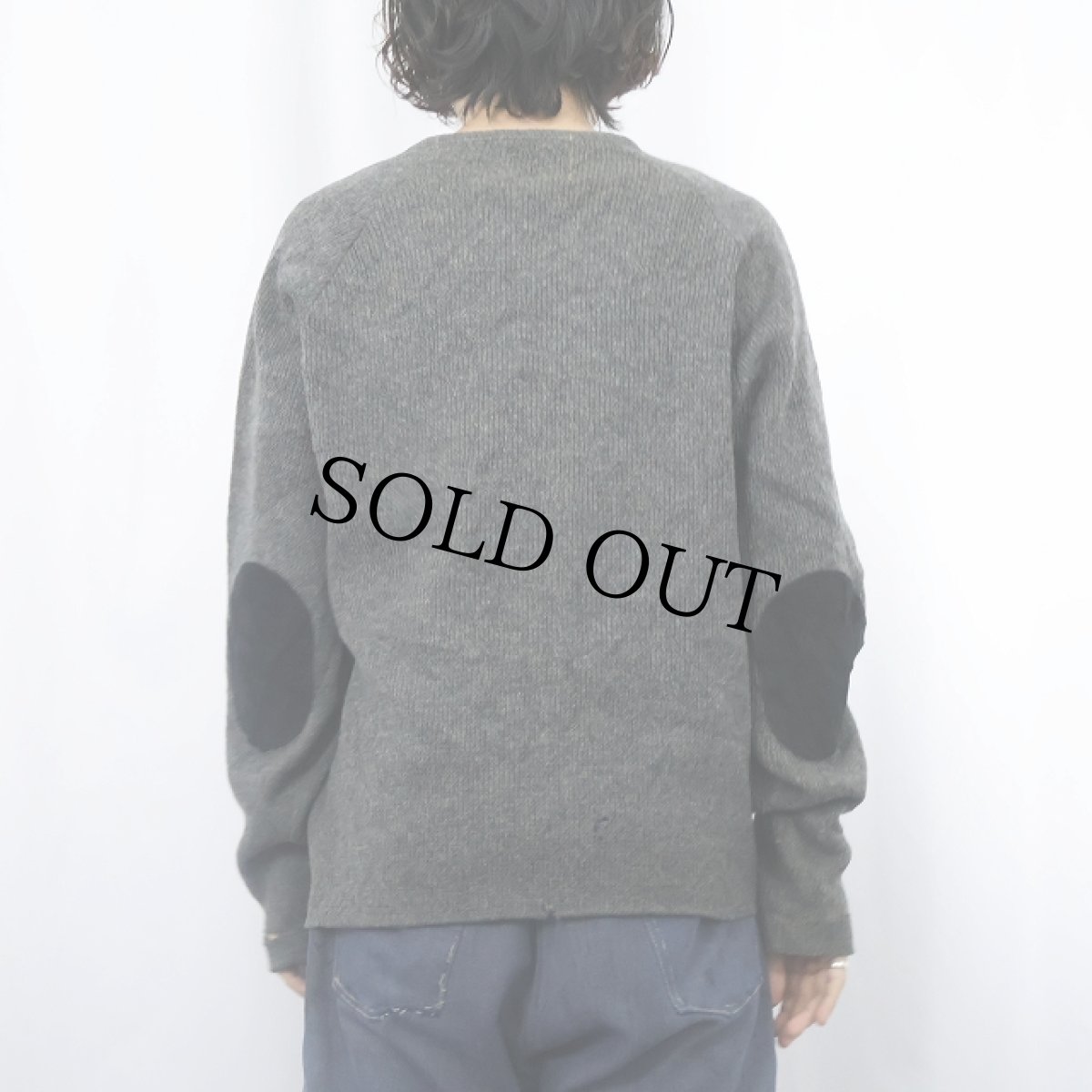 画像3: 〜50's エルボーパッチ付き ウールニットカーディガン (3)