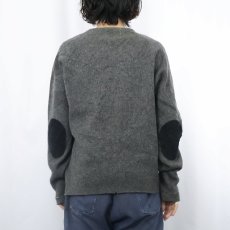 画像3: 〜50's エルボーパッチ付き ウールニットカーディガン (3)