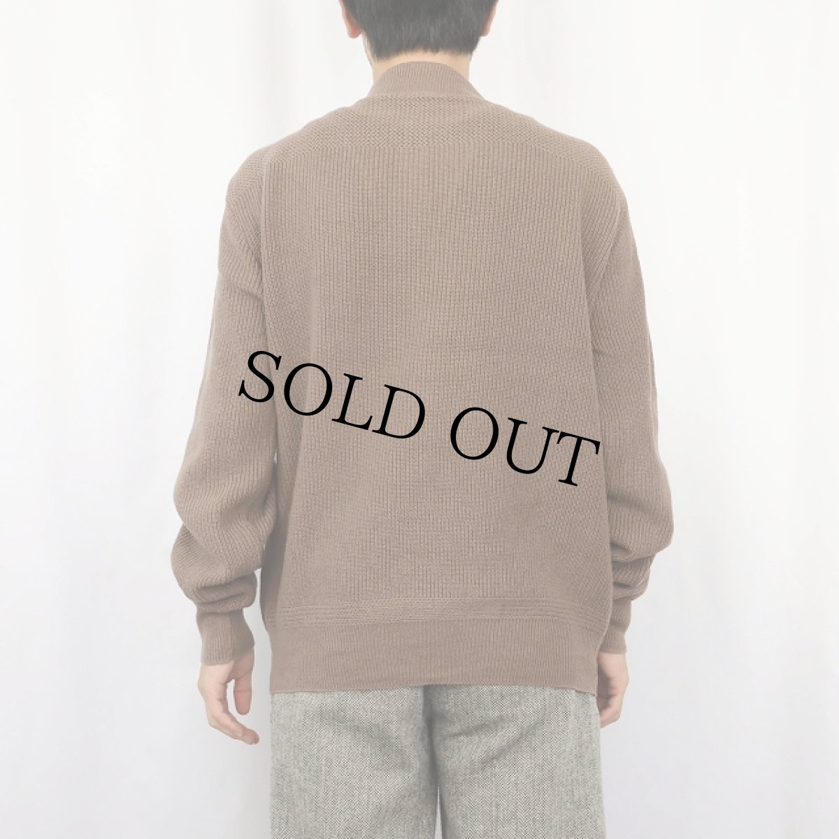 画像3: 90's LANDS' END ヘンリーネック コットンニットセーター L (3)