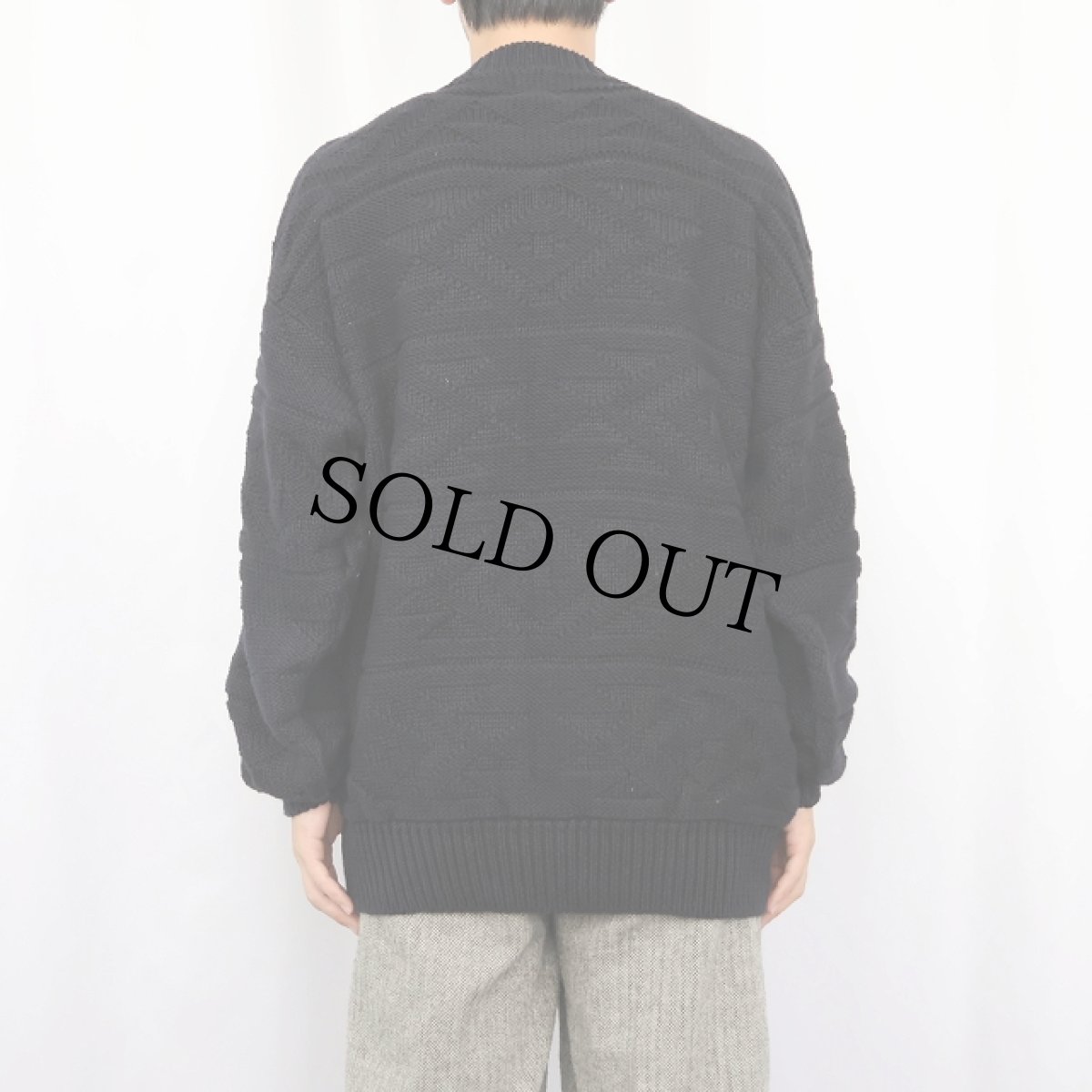 画像3: 90's GAP 柄編み ラミーコットン ニットセーター BLACK M (3)