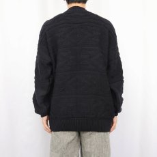 画像3: 90's GAP 柄編み ラミーコットン ニットセーター BLACK M (3)