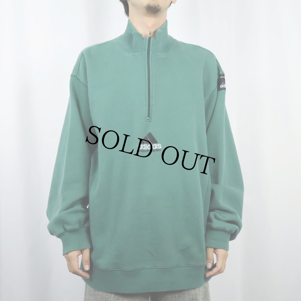 画像2: 90's adidas EQUIPMENT ロゴ刺繍 ハーフジップスウェット XL (2)