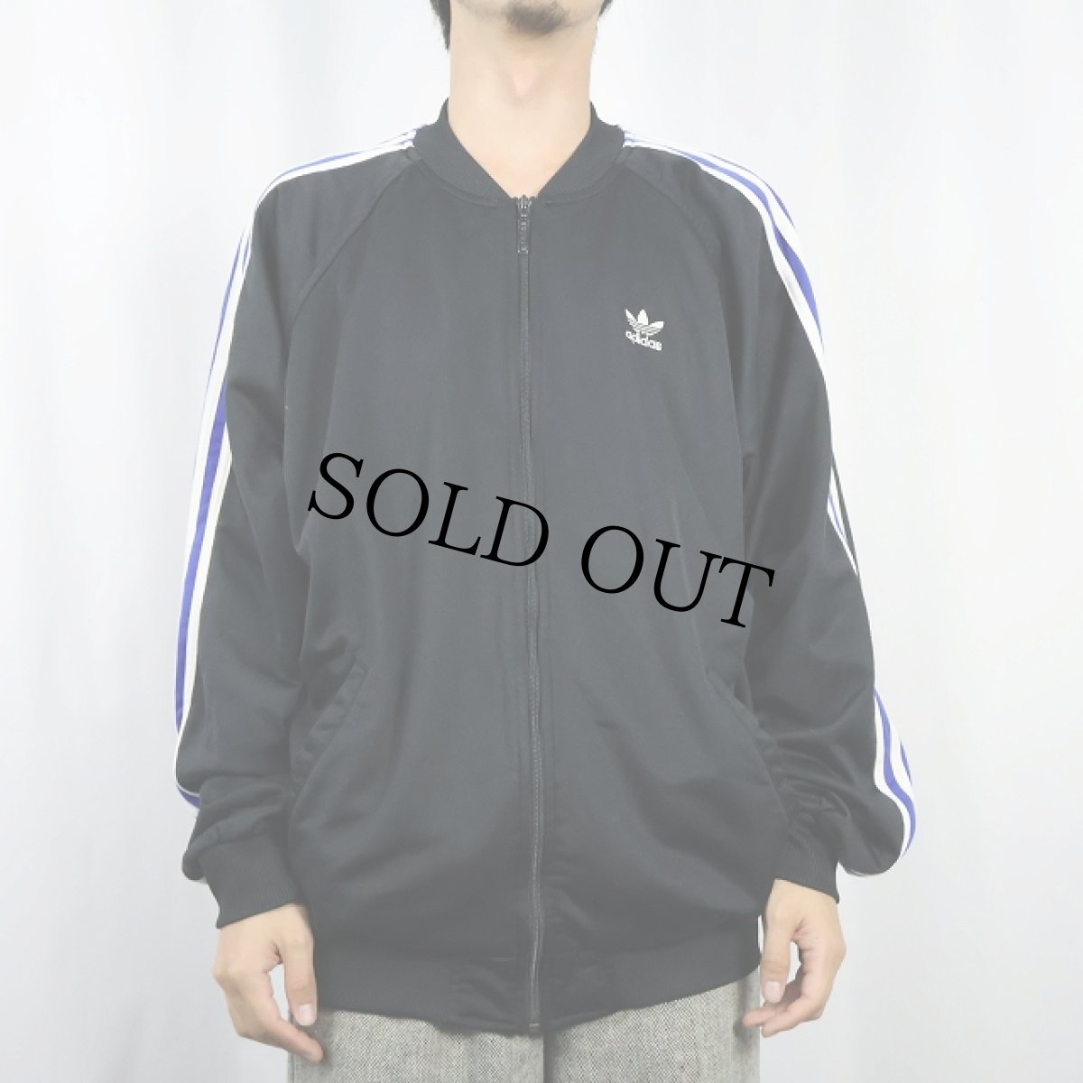 画像2: 90's adidas ロゴ刺繍 トラックジャケット BLACK L (2)