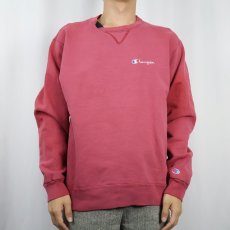 画像2: 90's Champion 青刺繍タグ後期 USA製 ロゴ刺繍 前Vスウェット L (2)