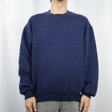 画像2: 90's RUSSELL ATHLETIC USA製 前V 無地スウェット NAVY L (2)