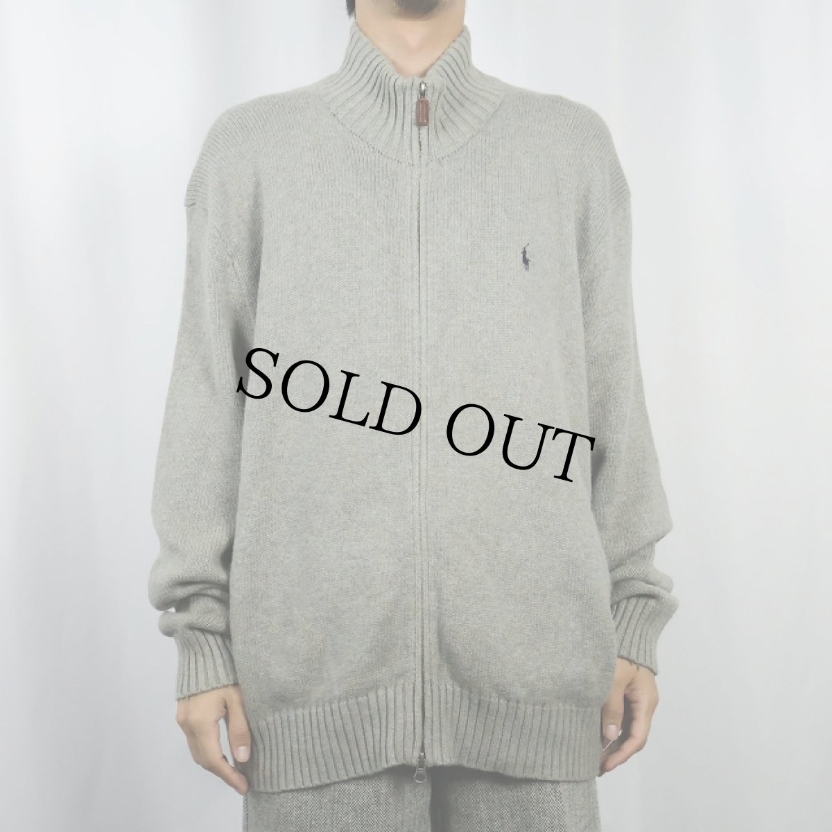 画像2: POLO Ralph Lauren ハイネック コットンニット ダブルジップジャケット M (2)