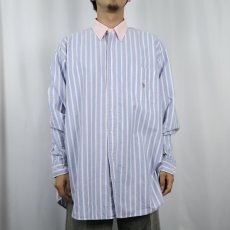 画像2: Ralph Lauren "The Big Shirt" ストライプ柄 オックスフォード ボタンダウンシャツ L  (2)