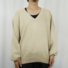 画像2: 90's LANDS'END USA製 Vネック コットンニットセーター L (2)