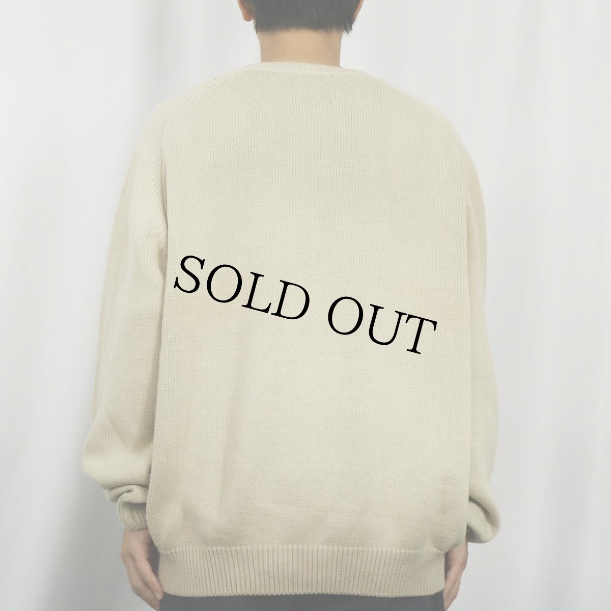 画像3: 90's LANDS'END USA製 Vネック コットンニットセーター L (3)