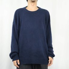 画像2: 90's Eddie Bauer コットンニットセーター NAVY L (2)