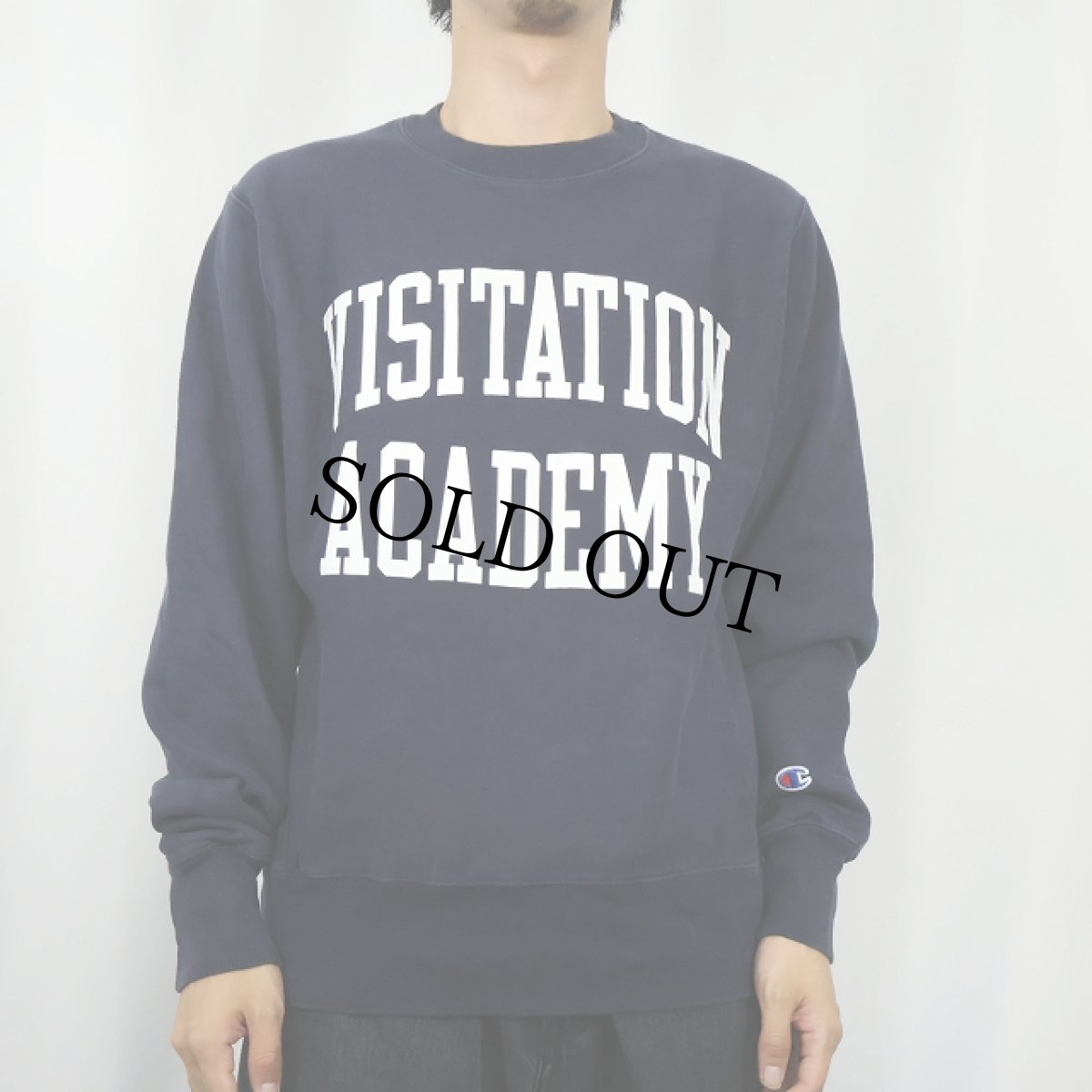 画像2: Champion REVERSE WEAVE "VISITATION ACADEMY" プリントスウェット NAVY S (2)