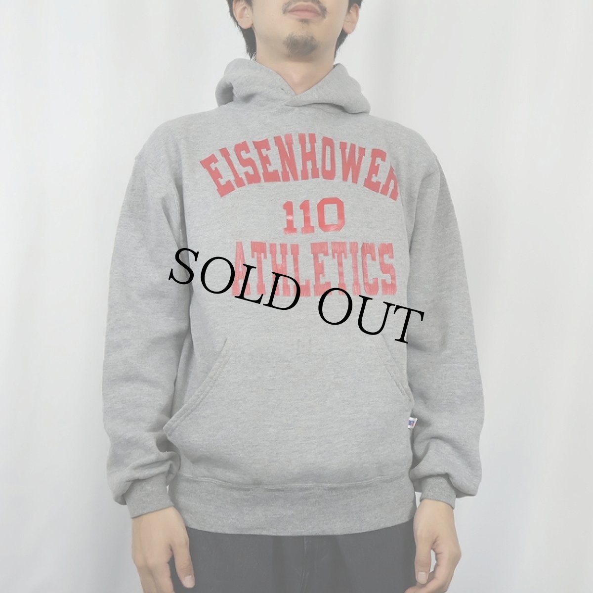 画像2: 90's RUSSELL ATHLETIC USA製 "EISENHOWER ATHLETICS" プリントスウェットフーディー M (2)