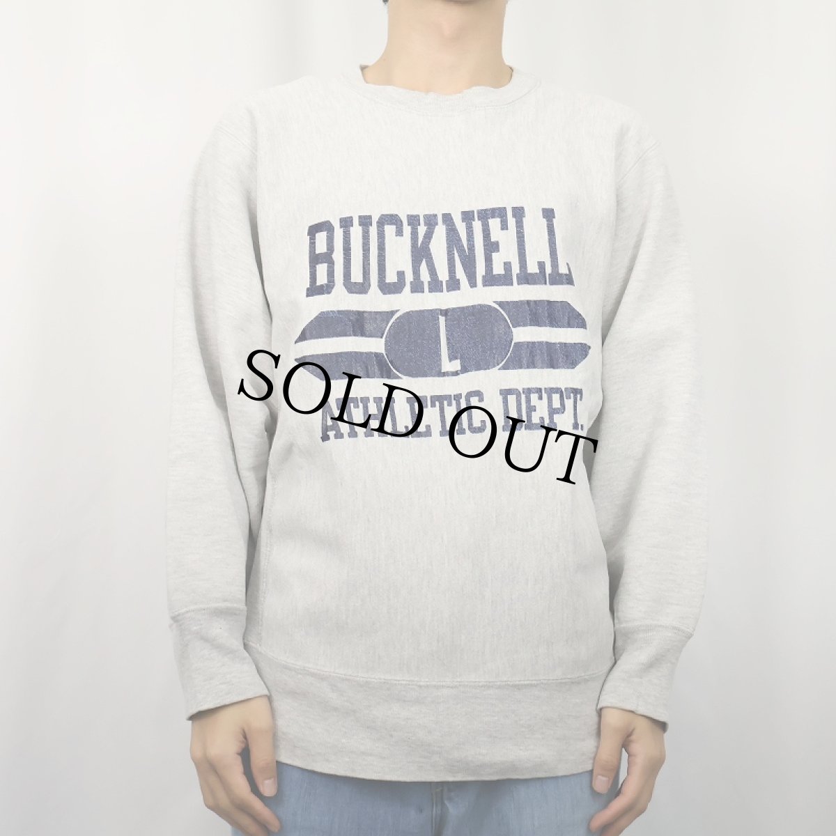 画像2: 80's Champion REVERSE WEAVE トリコタグ USA製 "BUCKNELL ATHLETIC DEPT." プリントスウェット L (2)