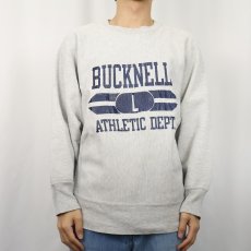 画像2: 80's Champion REVERSE WEAVE トリコタグ USA製 "BUCKNELL ATHLETIC DEPT." プリントスウェット L (2)