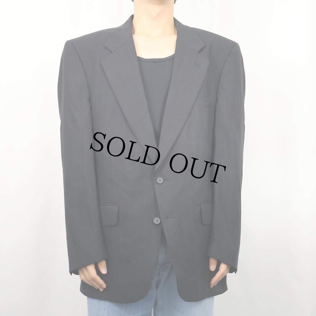 画像2: 〜90's Burberry's ストライプ柄 ウールテーラードジャケット BLACK (2)