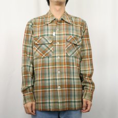 画像2: 70〜80's PENDLETON USA製 チェック柄 ウールオープンカラーシャツ M (2)