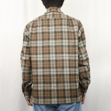 画像3: 50's PENDLETON チェック柄 ウールオープンカラーシャツ M (3)