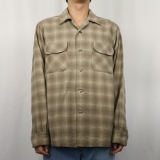 画像2: 70〜80's PENDLETON オンブレーチェック柄 ウールオープンカラーシャツ M (2)