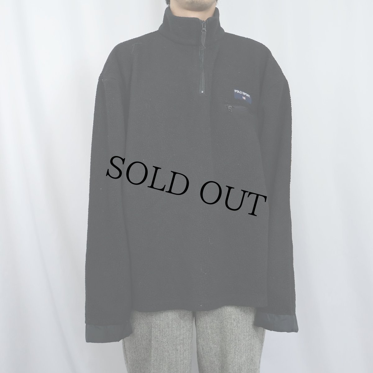画像2: 90's POLO SPORT Ralph Lauren USA製 ハーフジップ フリースジャケット BLACK L (2)