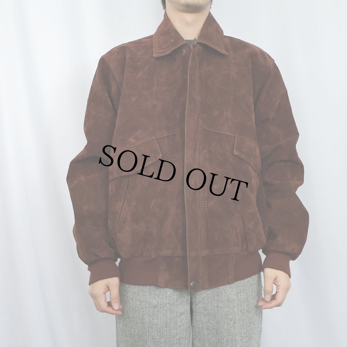 画像2: ITALY製 フェイクスエード ベロアジャケット L (2)