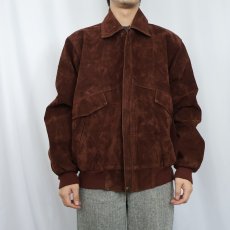 画像2: ITALY製 フェイクスエード ベロアジャケット L (2)