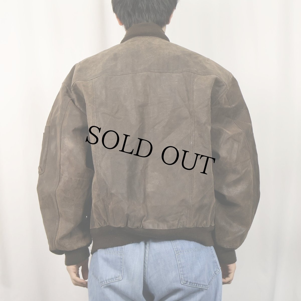 画像3: GUIDE GEAR "MA-1 TYPE" レザーフライトジャケット M (3)