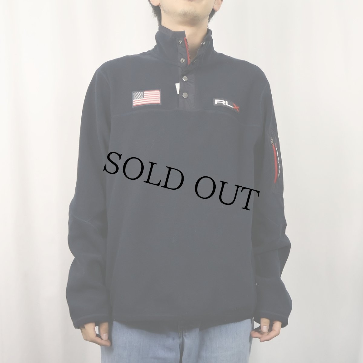 画像2: RLX POLO SPORT Ralph Lauren 星条旗 ハーフジップフリースジャケット NAVY L (2)