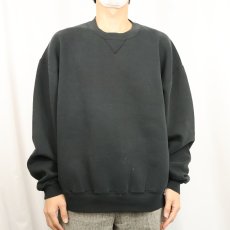 画像2: 90's RUSSELL ATHLETIC USA製 前V 無地スウェット BLACK XL (2)