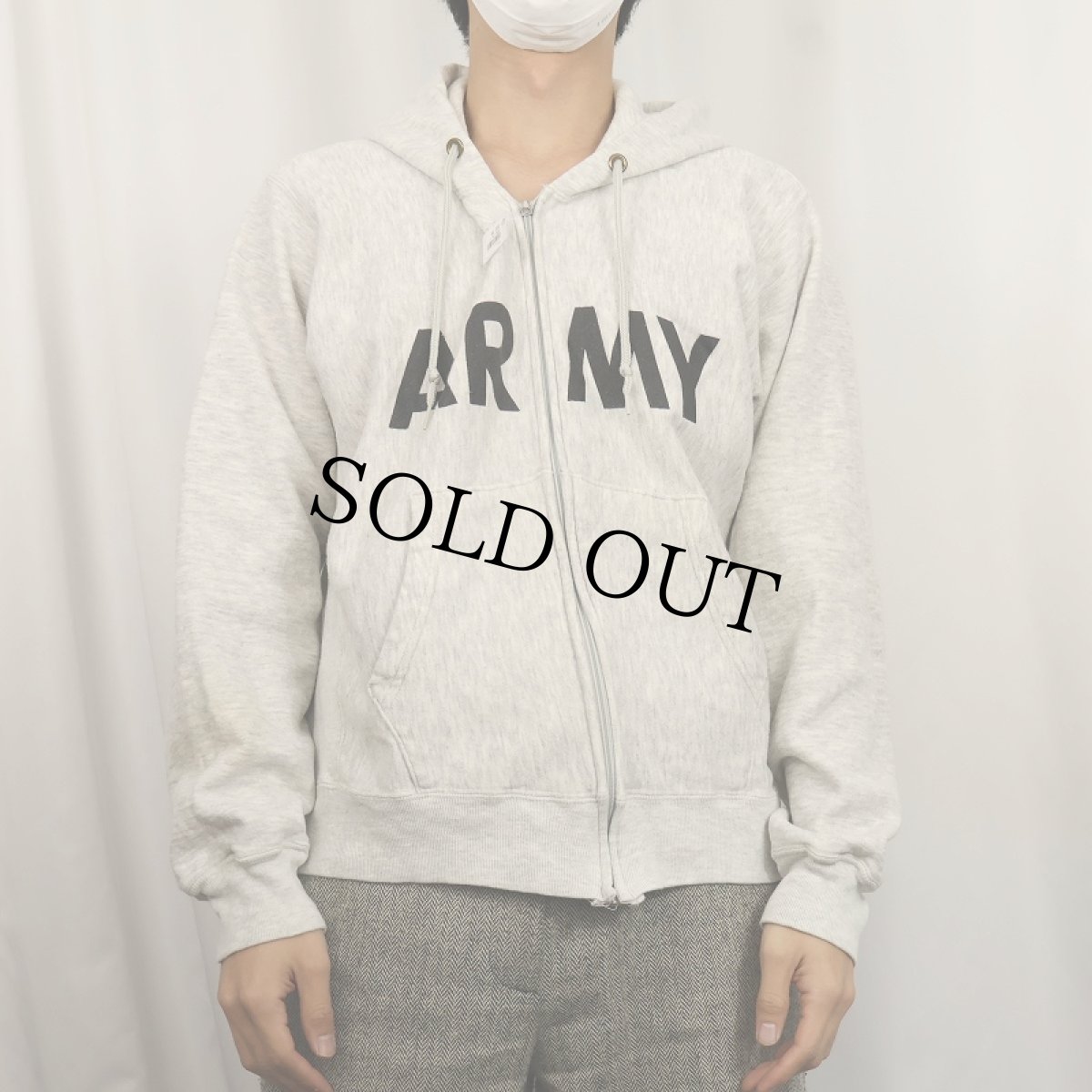 画像2: U.S.ARMY PFU ロゴプリント スウェットジップパーカー MEDIUM (2)