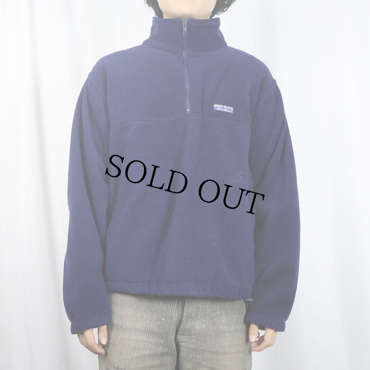 画像2: 90's Eddie Bauer ハーフジップ フリースジャケット NAVY M (2)
