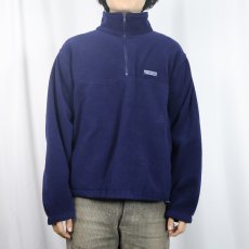 画像2: 90's Eddie Bauer ハーフジップ フリースジャケット NAVY M (2)