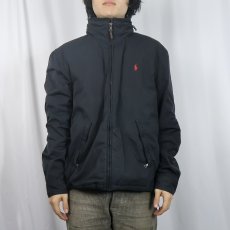 画像2: POLO Ralph Lauren ロゴ刺繡 裏フリース ポリエステル ジップジャケット BLACK L (2)
