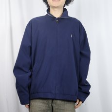 画像2: POLO Ralph Lauren ロゴ刺繍 チンスト付き ポリエステルスイングトップ NAVY XL (2)