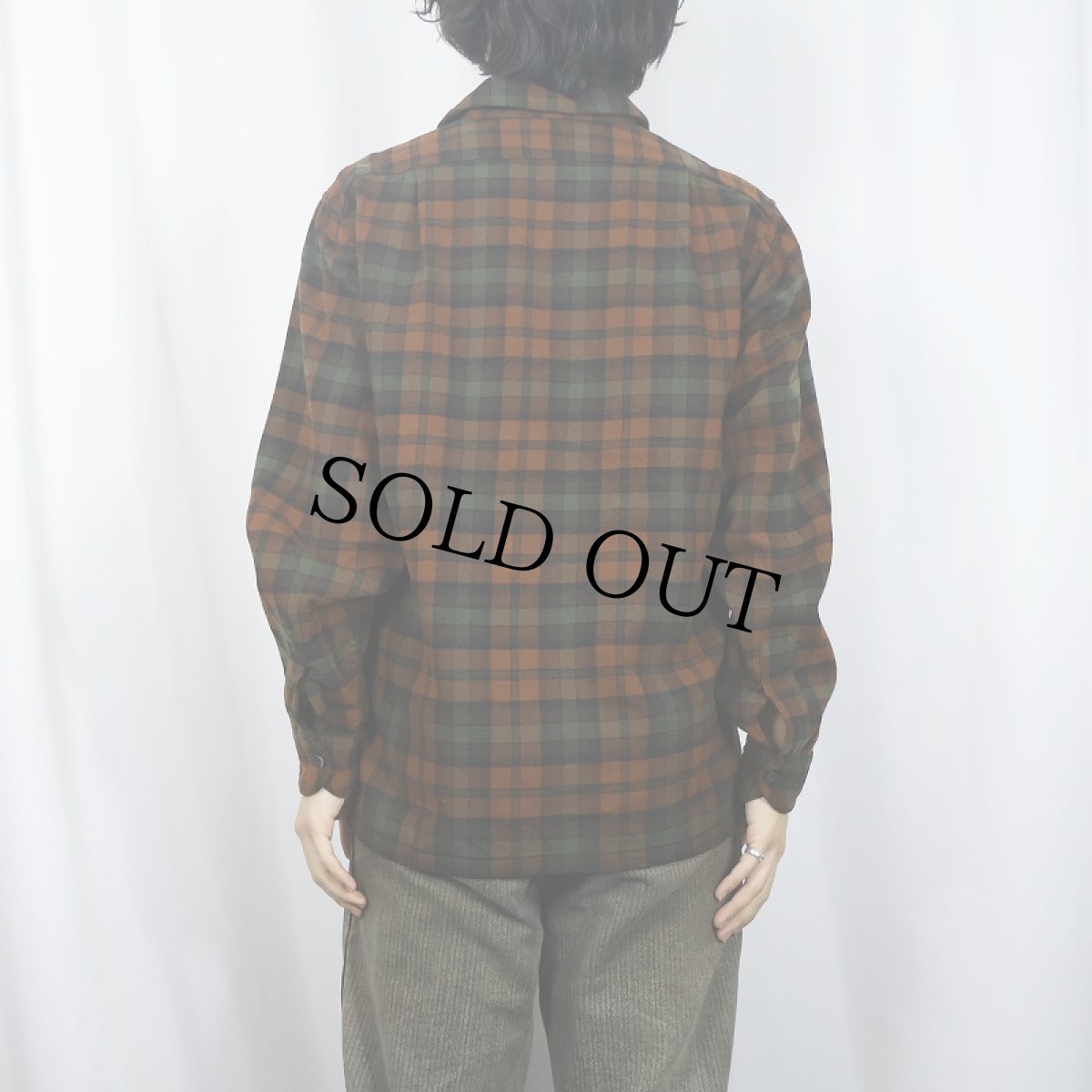画像3: 60's PENDLETON チェック柄 オープンカラーウールシャツ M (3)