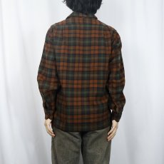 画像3: 60's PENDLETON チェック柄 オープンカラーウールシャツ M (3)