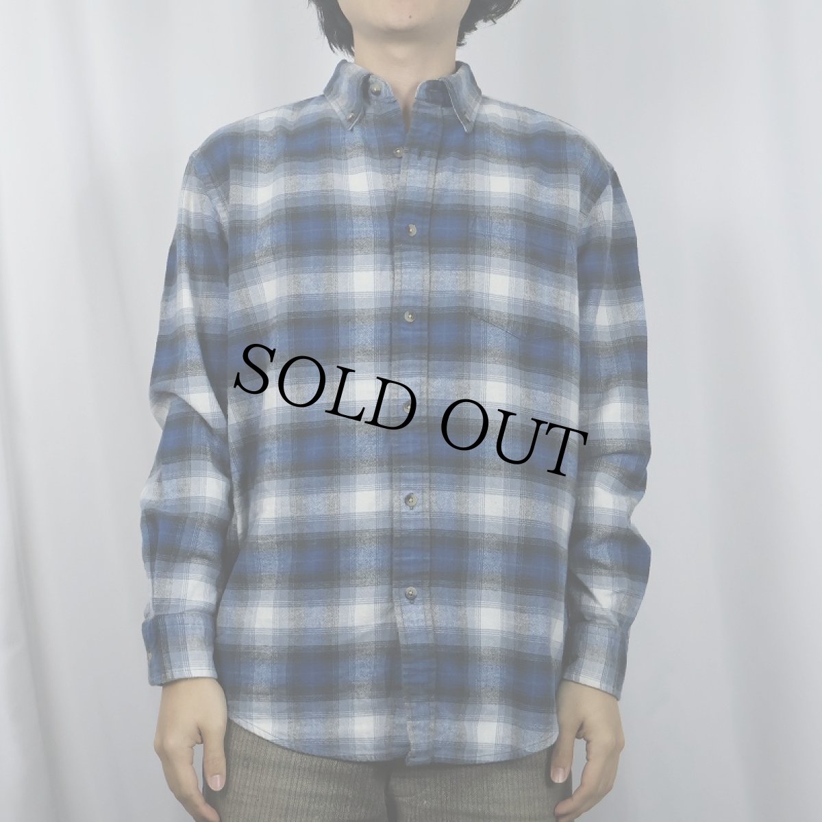 画像2: PENDLETON "MASON" オンブレーチェック柄 コットンボタンダウンシャツ M (2)