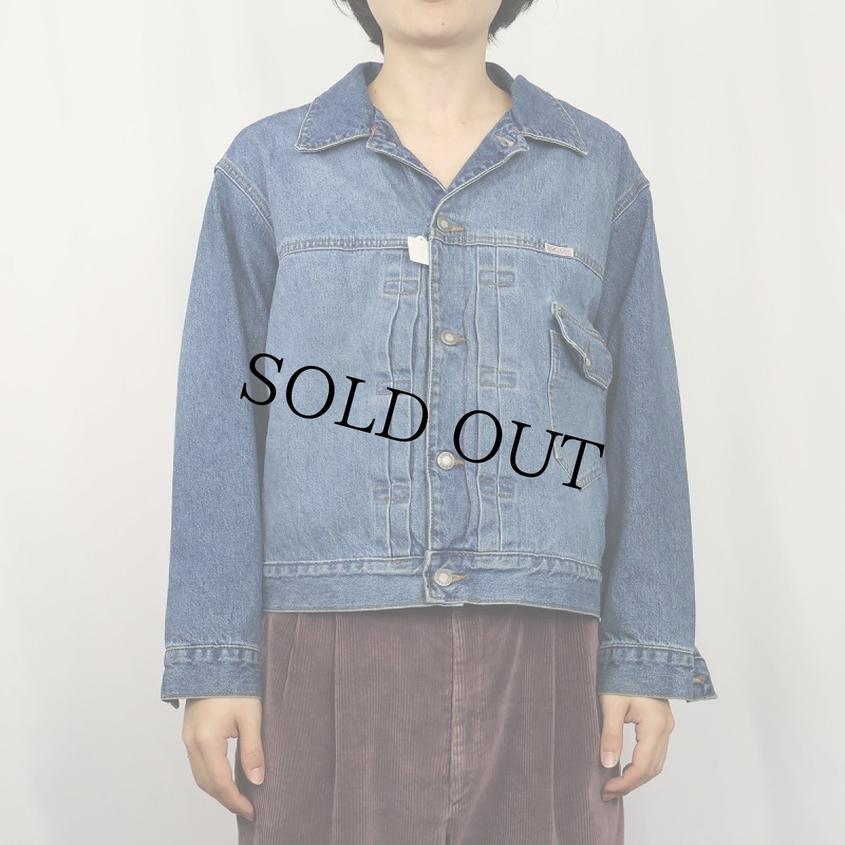 画像2: 90's GUESS USA製 ボアライナー 針刺しシンチバック デニムジャケット L (2)