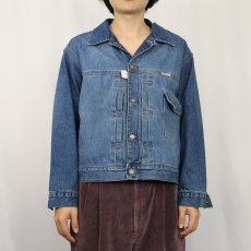 画像2: 90's GUESS USA製 ボアライナー 針刺しシンチバック デニムジャケット L (2)