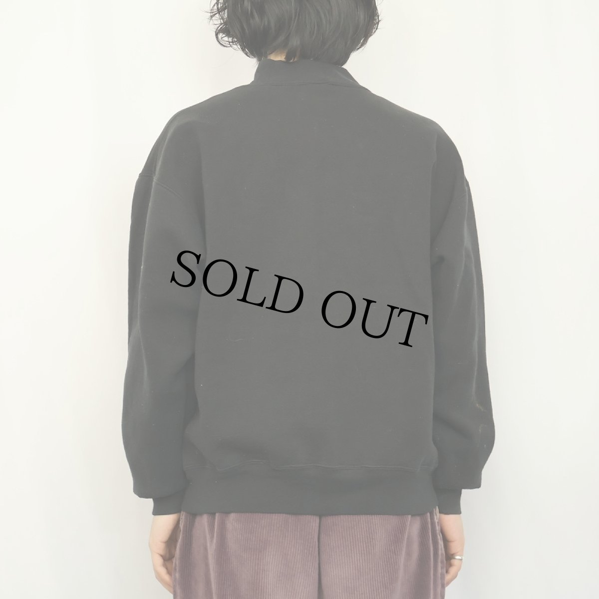 画像3: 90's RUSSELL ATHLETIC USA製 前V モックネックスウェット BLACK XL (3)