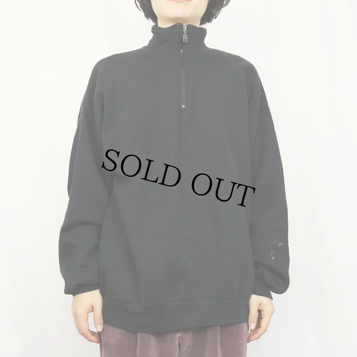 画像2: 90's RUSSELL ATHLETIC USA製 ハーフジップスウェット BLACK XXL (2)