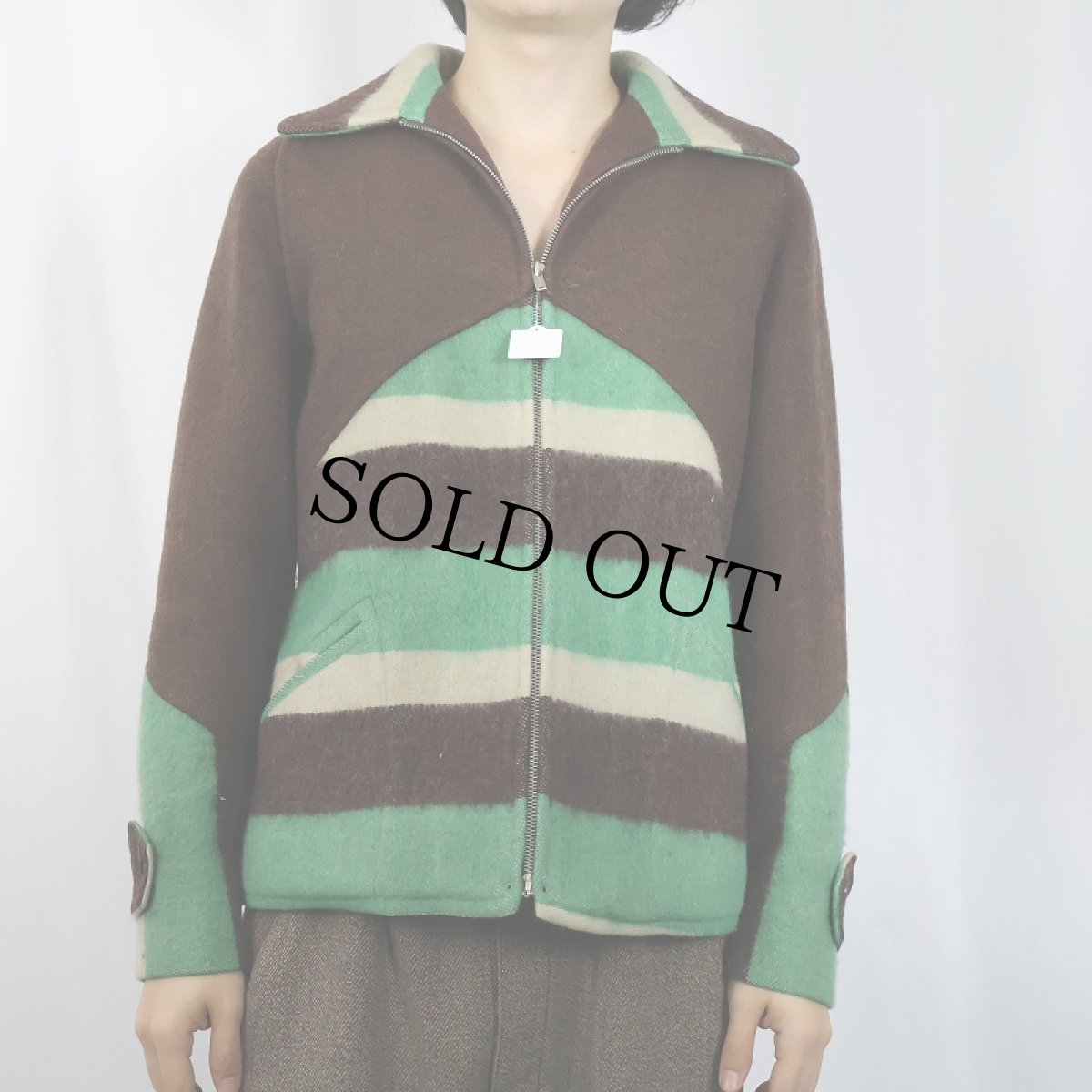 画像2: 30's Chippewa ハトメジップ ウールジャケット (2)