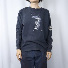 画像2: 80's NIKE USA製 紺タグ "NIKE EPIC" プリントロンT BLACK L (2)