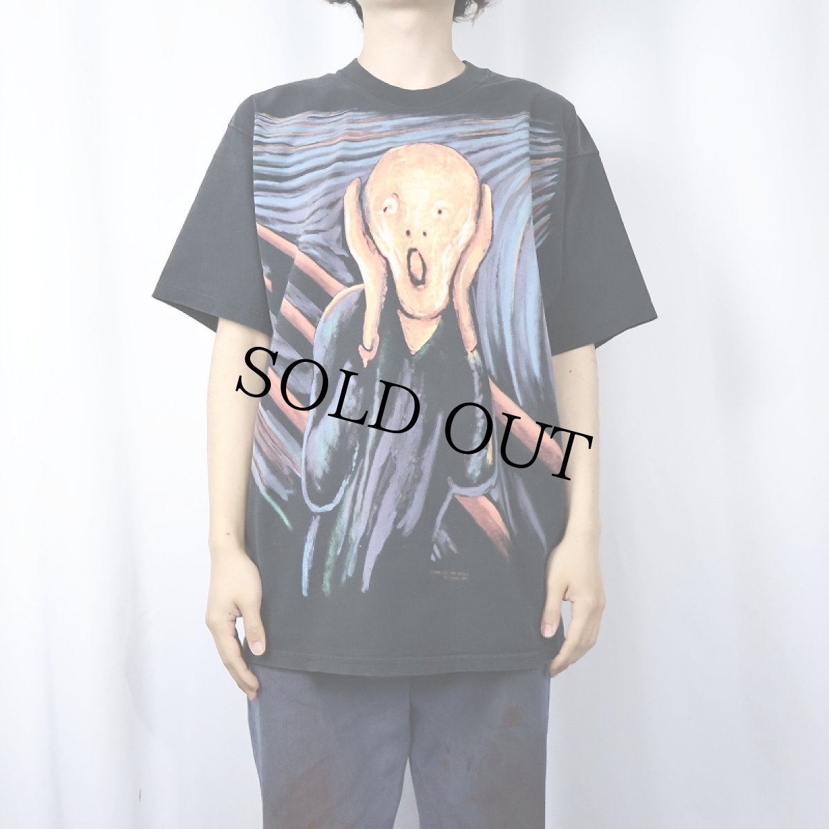 画像2: 90's LIQUID BLUE Edvard Munch USA製 "The Scream" アートプリントTシャツ BLACK L (2)