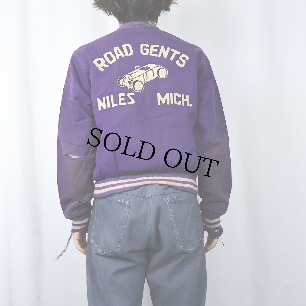 画像4: 40〜50's Elkhart Sportswear "ROAD GENTS NILES MICH" チェーン刺繍 カークラブ コットンジャケット (4)