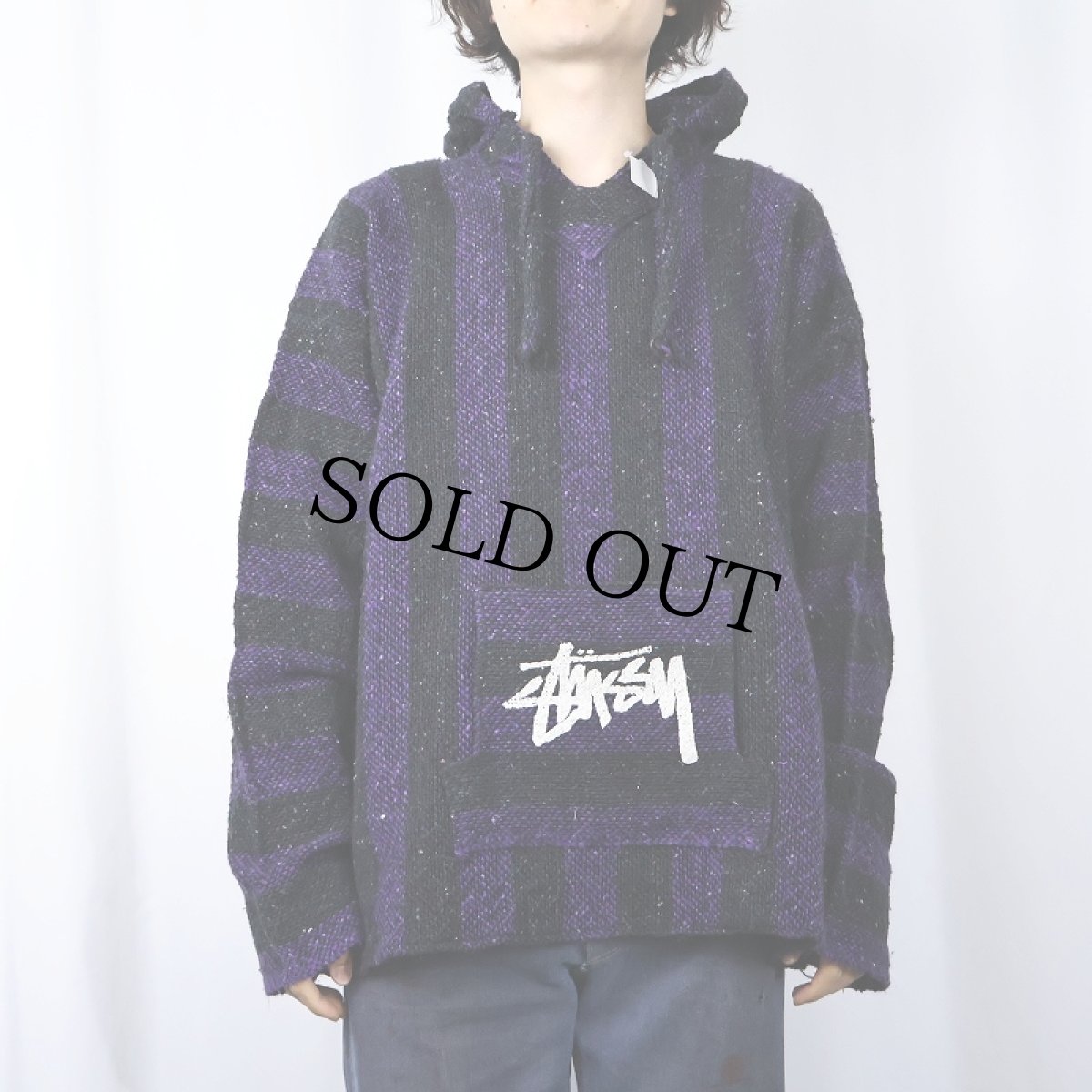 画像3: 90's ブート STUSSY ストライプ柄 メキシカンパーカー XL (3)